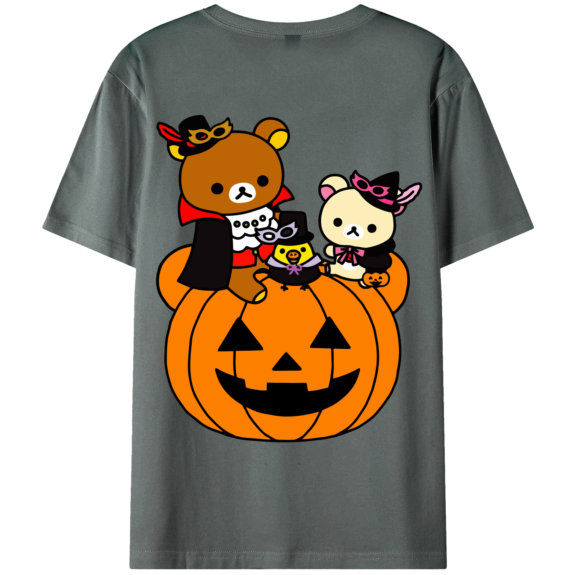 （画像用） リラックマ リラックマ キイロイトリ Rilakkuma Korilakkuma Kiiroitori 綿100％ メンズ半袖Tシャツ（バックプリント） 通気性